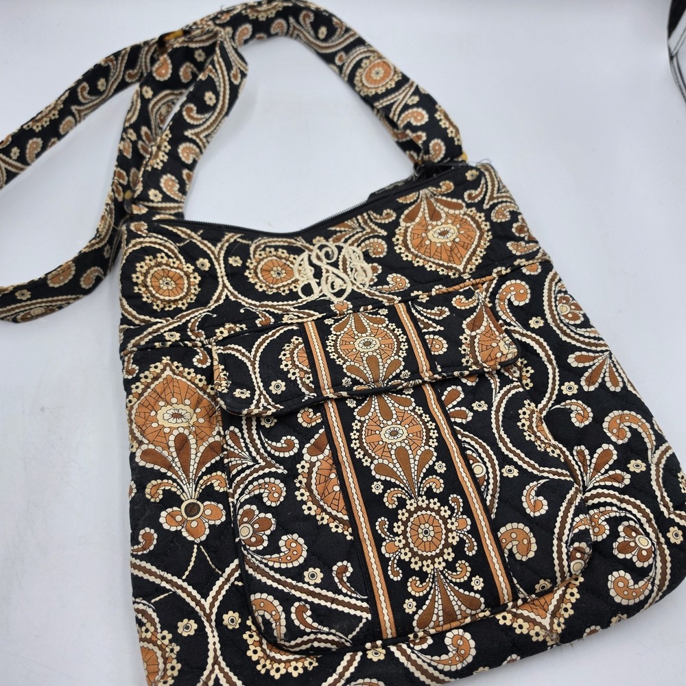 Vera Bradley Crossbody Paisley Caffe Latte Brown Black Bag Purse JSB Monogram